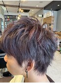 赤メッシュショートウルフ
