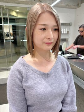 ダブミックス(DaB MIX) ミルクティーベージュ/ヘイリーボブ/切りっぱなしボブ/ブリーチ