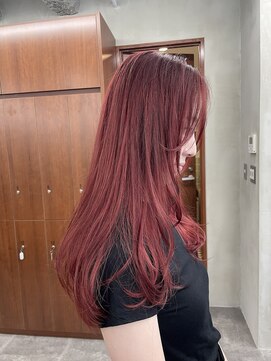 ニコ トウキョウ 渋谷(nico TOKYO) ダブルカラーチェリーレッドピンクブラウン韓国レイヤーロング