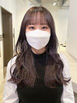 アイティーバイアルバム 八王子店(IT by ALBUM) ブラウンロング_斜めバンググレージュカラーシルキー_ba440812