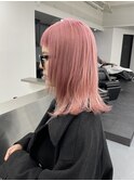 コーラルピンク、オン眉ウルフ
