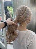 福岡 ブリーチ ベージュ グレージュ ダブルカラー ハイライト