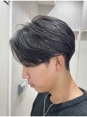 メンズセンターパート/ニュアンスパーマ/ダークアッシュ