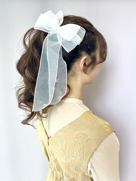 プルクラギンザ(PulchraGINZA) ポニーテール/ゆるふわ/リボン/お出かけヘア/あみこみ