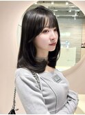 韓国ヘア ミディアムレイヤー レイヤーカット 艶カラー