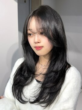 ヴェイン 渋谷(vain) 地毛風カラーシースルーバングナチュラルレイヤーロング