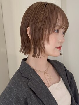 ノラギンザユー(NORA GINZA/U) 切りっぱなし外ハネボブ艶暗髪シースルーバング