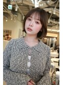 顔周りレイヤーカットくびれヘアミルクティーベージュカラー韓国