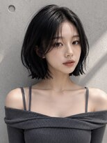 ユーフォリア 渋谷グランデ(Euphoria SHIBUYA GRANDE)&nbsp;ボブウルフ韓国ヘア顔周りレイヤーハッシュカット黒髪外ハネボブ