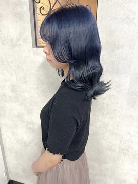 ルノン(LUNON) 外ハネ波巻き/ネイビーブルージュ