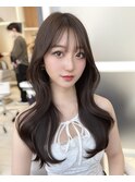 大人可愛い韓国レイヤーカット　くびれヘア顔まわり前髪カット