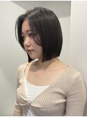新宿切りっぱなしボブ/前髪なし/前下がりボブ/韓国ボブ/おしゃれ