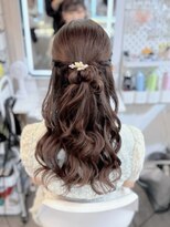 結婚式 二次会 お呼ばれ ハーフアップ×アクセサリー付き