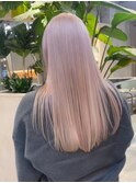 ピンクベージュワンホンヘアレイヤー切りっぱなしボブ