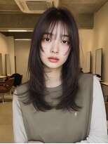 ケシキ 表参道 原宿(kesiki.)&nbsp;ミディアムレイヤー顔周りカットハッシュカットワンホンレイヤー