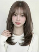 オリーブグレージュシャギーウルフ小顔レイヤーA11川口30代40代!
