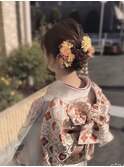 成人式　編み込みアップ