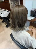 【40代女性トレンドヘアカラー】白髪ぼかし× 外ハネボブ