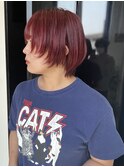 甘めショート×ガーネットレッド