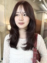 ノード(NODE)&nbsp;栄バーガンディーフェミニンミディアムヘア　ダブルカラー