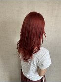 アクリルレッド　ダブルカラー　ダークレッド　ブリーチカラー