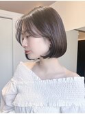 20代30代大人可愛い小顔ボブ丸みショートシースルーバング