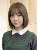 ボブ｜ミルクティベージュ｜ブリーチなしダブルカラー