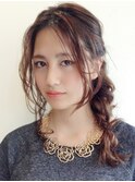 ヘアセット☆セミロング☆編み込みフレンチボヘミアン