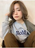 shige】アッシュブラウンネオウルフマスク毛先パーマ外ハネボブ