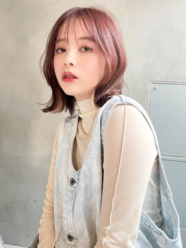 エース (ACE) ACE 横浜　シースルーバング×ピンクブラウン