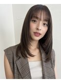 ★前髪マチルダボブインナーグレージュカラー斜めピンクベージュ
