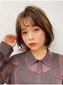 【長谷川】ゆるふわ外はねボブインナーベージュ