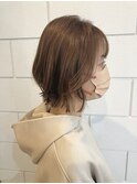 レイヤーボブピンクベージュ（茅ヶ崎/ハイライト/ケアブリーチ)