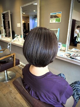 ヘアーメイクロージー 八軒店 (HAIR MAKE ROSY) 大人ショートボブ細めハイライト白髪ぼかしくすみカラー