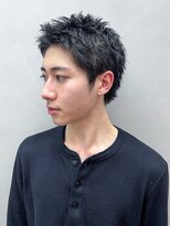 アイティーバイアルバム 松戸店(IT by ALBUM)&nbsp;刈り上げセンターパートフェザーパーマブルーブラック_F0585