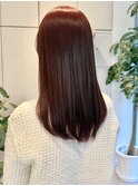 ワインボルドーレッド赤髪ブリーチなしカラートレンド