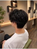 フェザーパーマ×センターパート