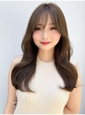 韓国風前髪/シルキーベージュ/グレージュカラー/斜めバング