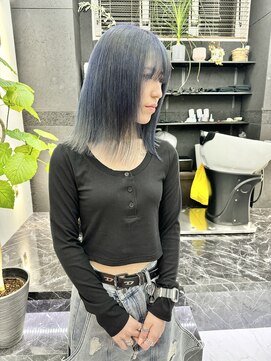 チュダック(ChuDuck) 韓国風《ネイビーブルー》ハイトーン/ケアブリーチ/ダブルカラー