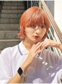 Say.岩井　ボブウルフ×オレンジベージュ×レイヤー×前髪あり