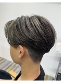 メンズハイライト×センターパート