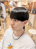 メンズストレートパーマ×マッシュ/刈り上げマッシュショート