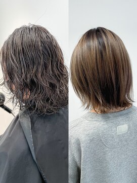 ミラ 銀座(MILA) ブリーチパーマ落とし、レイヤーボブ