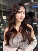 ロング前髪カット韓国ヘア顔周りレイヤー_F31152