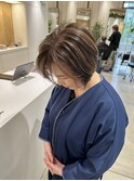 白髪ぼかしハイライト　立体感ローライト　大人ショート