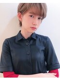 【エッジショートデザインカラー丸みショート無造作カール】