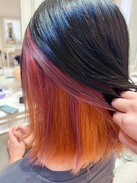 ナンバー ユアイロ 川崎(N° uairo) 【末安】インナーカラーピンク×オレンジ