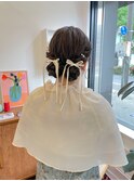 ★結婚式パーティーゆるふわ編み込みシニヨン大人美人