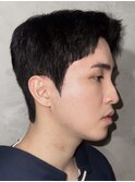 韓国アイビーリーグカットカルマパーマダウンパーマ黒髪マッシュ