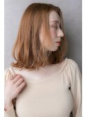 透明感アプリコットオレンジかきあげミディアム313X上尾20代30代